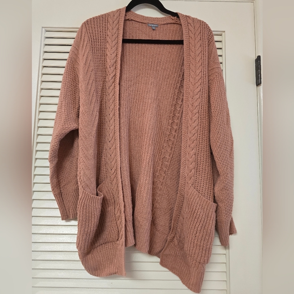 Charlotte Russe - Pink Oversized Long-Sleeve Knit Open Sweater Cardigan